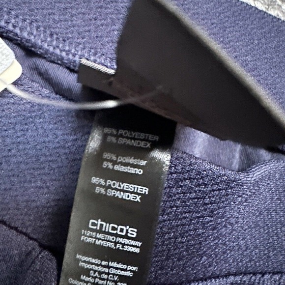 Chicos Travelers Pants Women XL 3 Blue Wide Leg Pull On Travel No Iron Nautical - Picture 6 of 13